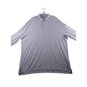 Johnnie-O Polo Shirt Mens XXL White Featherweight Swing Long Sleeve UPF 50‎